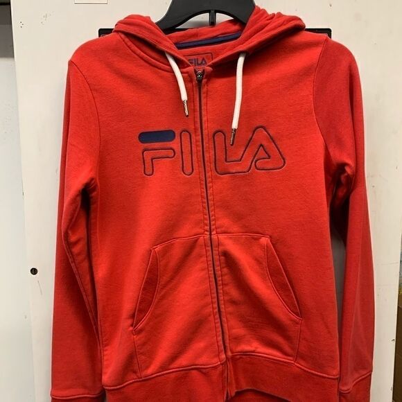 Fila hoodie red small lined hood great condition - Picture 1 of 6